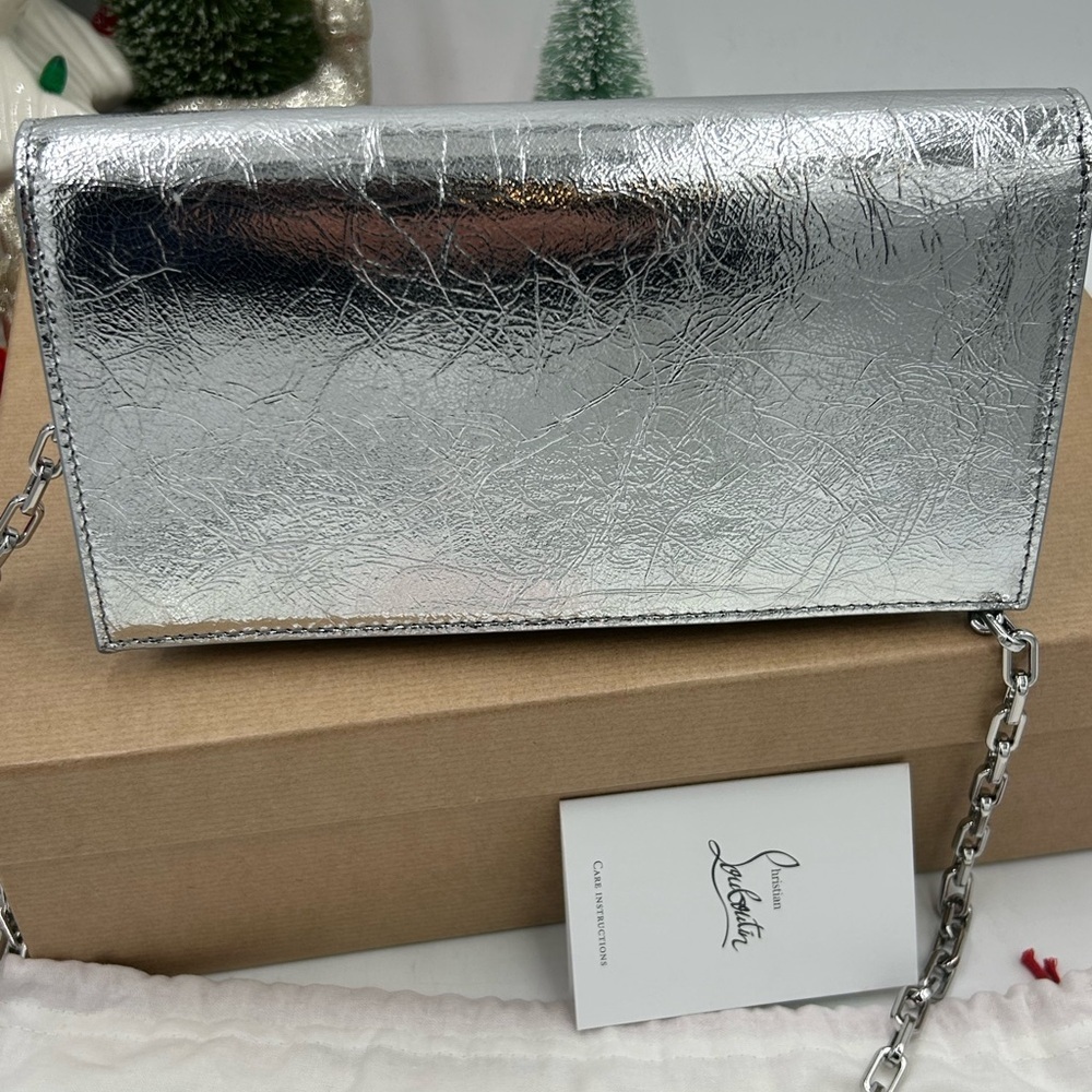 Women's Christian Louboutin, LOUBI54 clutch/shoulder bag with chain made Italy - Picture 11 of 15